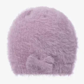 Girls Lilac Purple Fluffy Beanie Hat